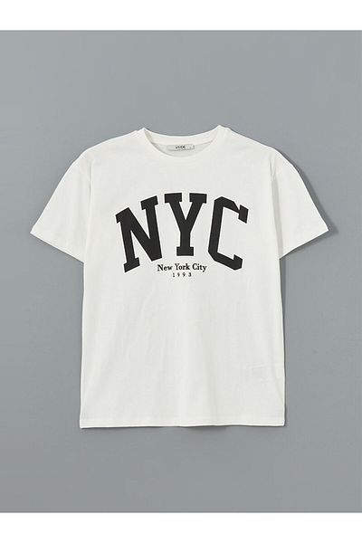 LC Waikiki Γυναικείο μπλουζάκι New York Printed Crew Neck - S5GP35Z8