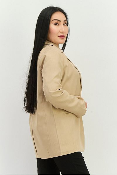 NIA Women Regular Fit Stripped Blazer, Tan