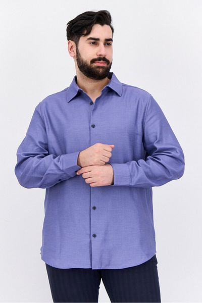 Perry Ellis Men Regular Fit Textured Long Sleeves Casual Shirt, Lilac