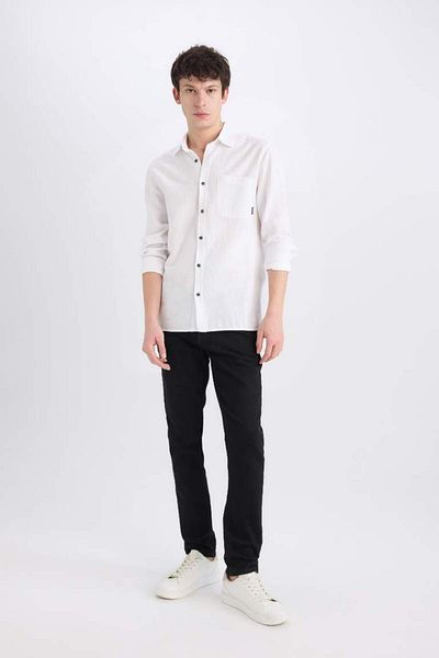 DeFacto New Season 100% Cotton Regular Fit Basic Plain Long Sleeve White Shirt