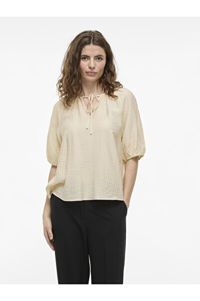 VILA Oberteil mit kurzen Ärmeln V-Ausschnitt