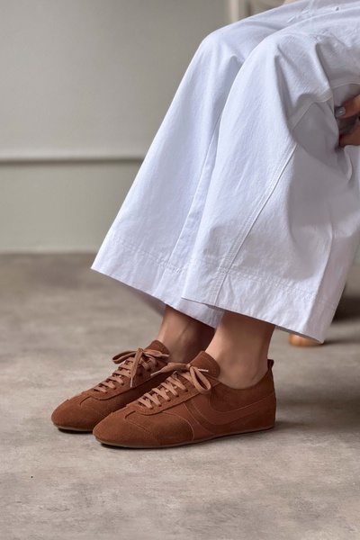 NİŞANTAŞI SHOES Dámská šněrovací sportovní obuv Saint Tan Genuine Suede Flat Sole