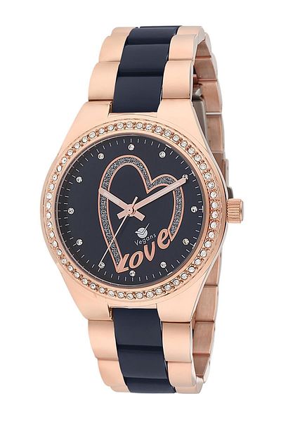 Vegans 11214 Heart Patterned Steel Cord Women's Wristwatch