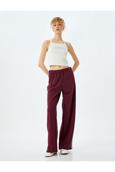Koton Slogan Printed Strappy Crop Tank Top