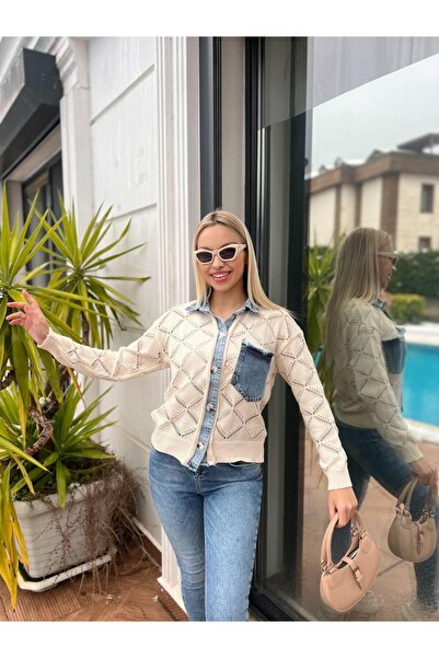 For Angels Джемпер з джинсовою ажурною горловиною