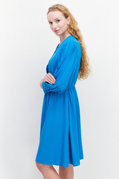 Anne Klein Women Plain Belted Mini Dress, Ocean Blue