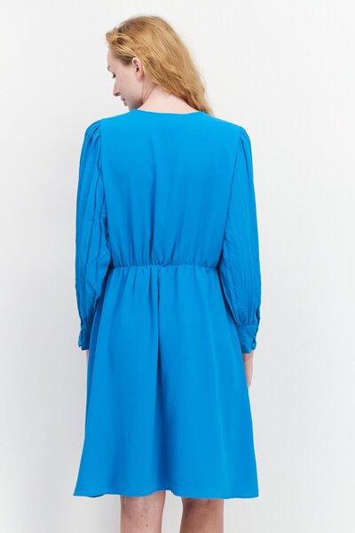 Anne Klein Women Plain Belted Mini Dress, Ocean Blue