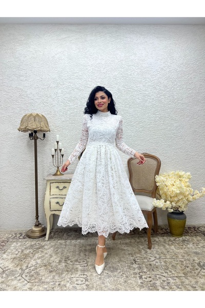 KÜÇÜĞÜM BUTİK White Throat Lace Dress