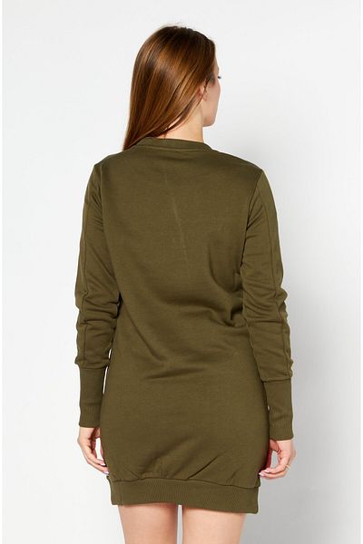 Diesel Women Crew Neck Long Sleeves Brand Logo Sweater Dress, Olive