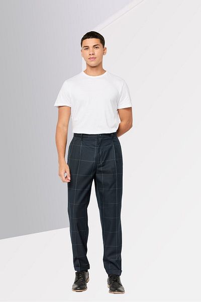 Armani Exchange Men Regular Fit Windowpane Chino Pants, Navy