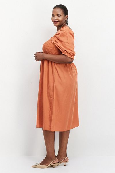 Forever New Women Plain Midi Dress, Rust Orange