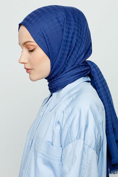 VALORSCARF Şal cu model de picături de gâscă - Albastru denim închis