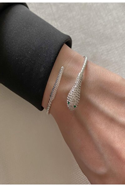 DEMOKAN سوار نسائي بتفاصيل حجر الزركون الأفعى قابل للتعديل