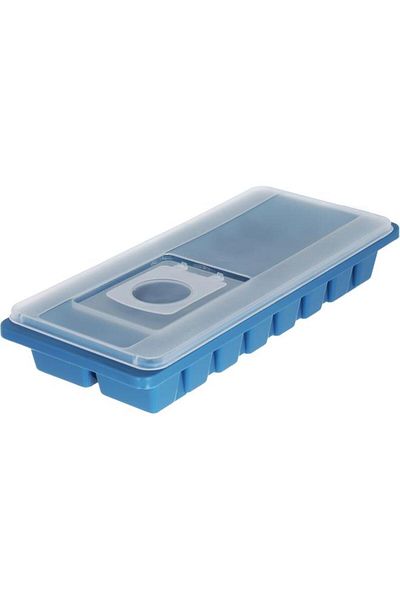 ALSAIF So Plastic Ice Cube Tray Rectangle With Lid 26.2 X 10.9 X 4.2 Cm Blue