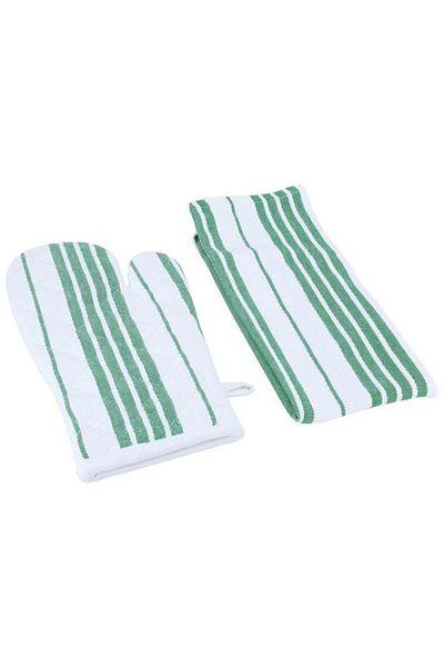 ALSAIF Set (Towel + Apron + Gloves + Pot Holder) Fabric 4 Pieces Green