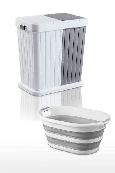 plastyol 2'li Twins Çeyiz Seti Gri & Beyaz - 2'li Kirli Çamaşır Sepeti & 25l ...