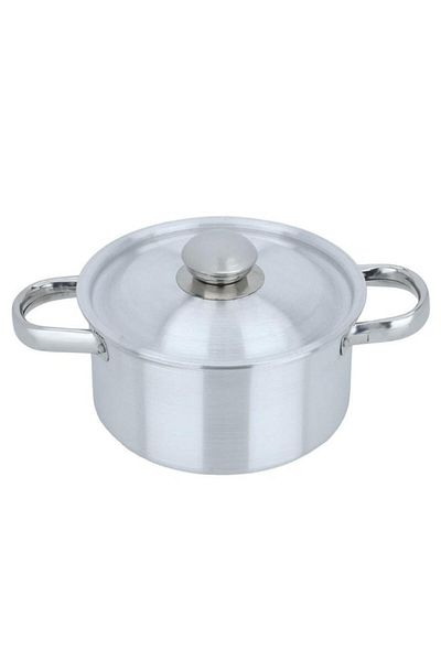 ALSAIF Aluminum Pot With Lid And Handles 20 Cm Round Silver