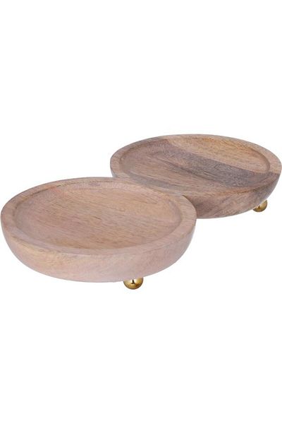 ALSAIF Glass Incense Burner And Incense Box 29 X 16 X 13 Cm With Wooden Base 3 Pieces Gold