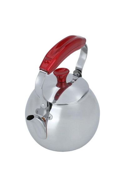 ALSAIF Teapot With Red Steel Handle 1 Liter Silver