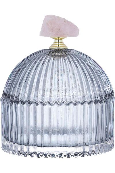 ALSAIF Glass Candy Box 10.5 X 10.5 X 13 Cm Round Transparent Gray