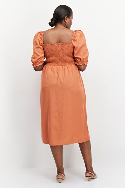 Forever New Women Plain Midi Dress, Rust Orange