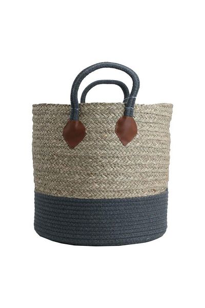 ALSAIF Cotton Baskets Set 20 X 30 X 35 Cm Round With Handle 3 Pieces Beige