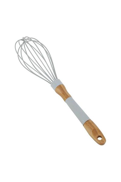 ALSAIF Silicone Egg Beater 10 Inches With Wooden Handle Grey