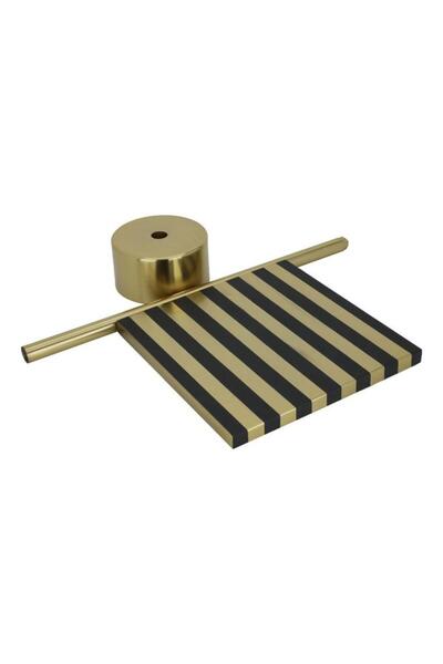 ALSAIF Steel Table 30X30X68 Cm Square With Gold Base Gold/Black