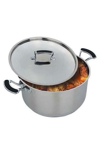 ALSAIF Steel Pot 18 Cm With Silicone Handle Silver