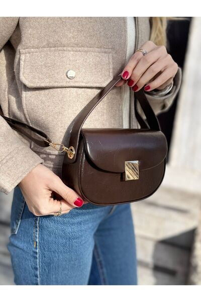 Night حقيبة يد وكتف نسائية موديل سارة باللون البني المر