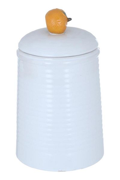 ALSAIF Porcelain Spice Jar 14.6 X 14.6 X 24.2 Cm Orange Lid Large White