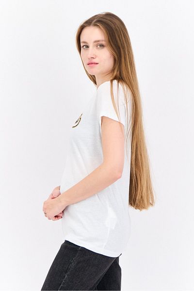 Nautica Women Crew Neck Short Sleeves Brand Logo T-shirt, White