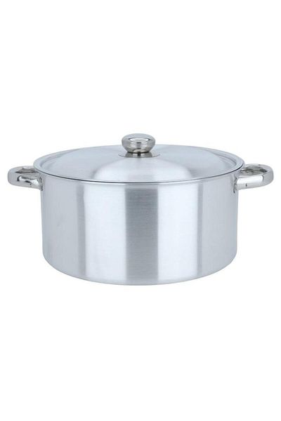 ALSAIF Aluminum Pot With Lid And Handles 28 Cm Round Silver