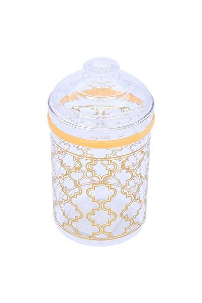 ALSAIF Plastic Spices Box Circular Golden Transparent Embossed
