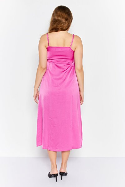 French Connection Women Solid Midi Casual Dress, Pink