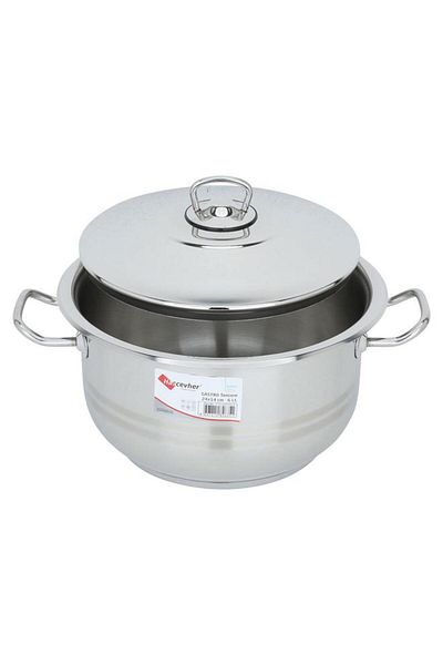 ALSAIF Steel Pot 14 X 24 Cm Side Handles Silver