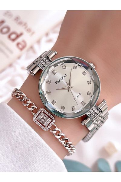 Ferrucci Women's Wristwatch 30 Mt Water Resistant Steel Cord Non-Tarnish Color-Toss+Bracelet BFC.03354.6