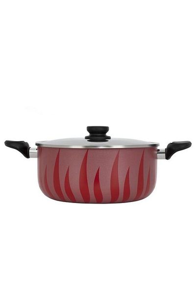 ALSAIF Red Flame Cooking Pot 24Cm With Steel Lid Red
