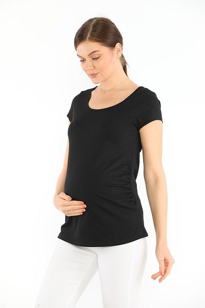 MEGHAN L.A Tricou din țesătură de bumbac elastic pentru maternitate