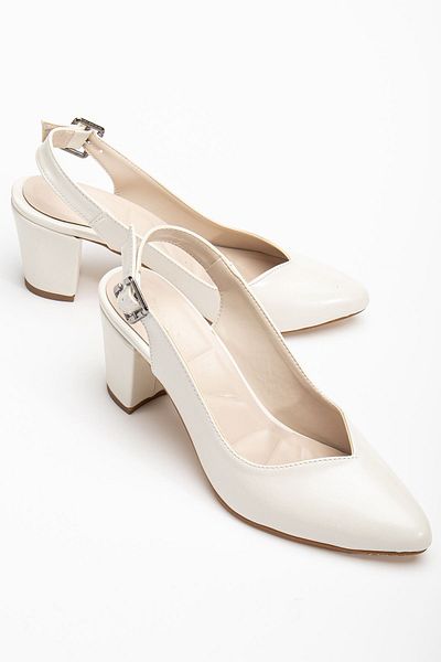 Hayalimdeki Ayakkabı Milika White Mother of Pearl Skin Pointed Toe Heeled Women's Shoes