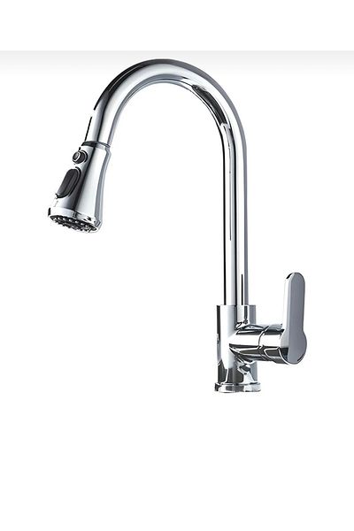 İSAOĞLU YAPI Kitchen Faucet Extending System with Spiral and Pressure Adjustment Shower Feature Fixture