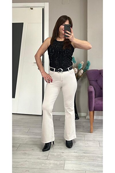 VOSEM BUTİK TAŞ RENGİ İSPANYOL KOT PANTOLON