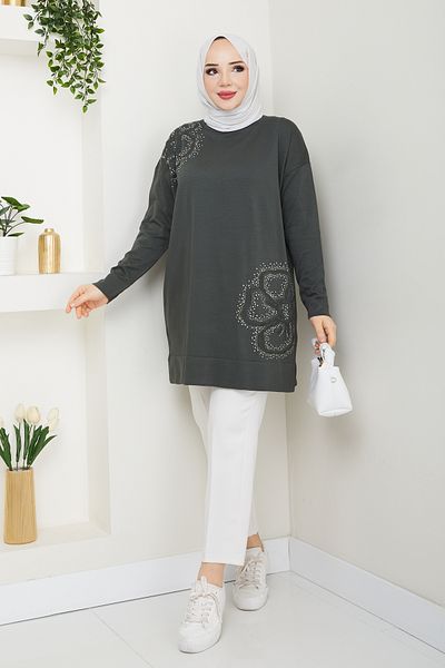 Pamuk Butik Women's Daisy Patterned Mercerized Knitwear Tunic