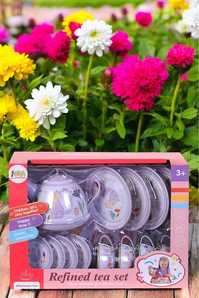 hak-iş oyuncak Patterned 15 Piece Metal Tea Set
