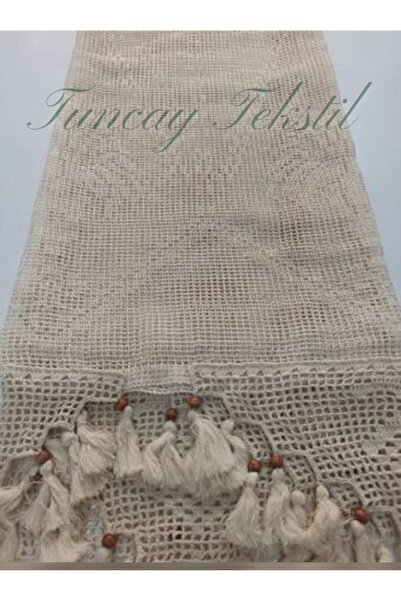 TUNCAY TEKSTİL Makrome Tül Perde Otantik El Işi Dantel Natural Pamuklu Örme Dokuma Buldan Bodrum Yöresi