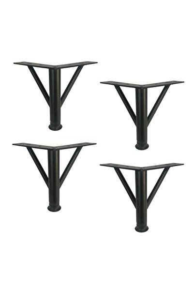 EYMEN YAPI 4 Adet Firkete Ayak Metal 20 cm Mat Siyah Mobilya Koltuk Ayağı