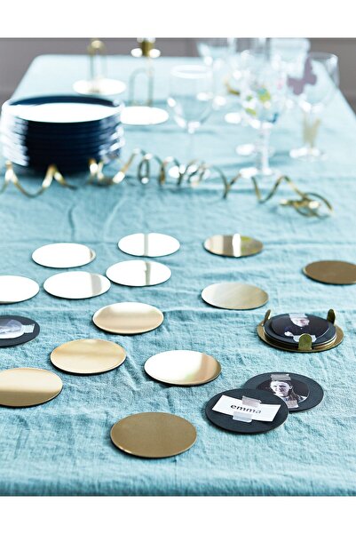 IKEA Coasters With Holder, Brass-Colour, 8.5cm