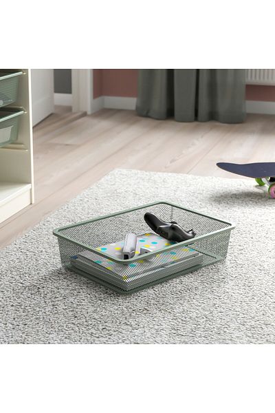 erorex Mesh storage box, light green-grey, 42x30x10 cm