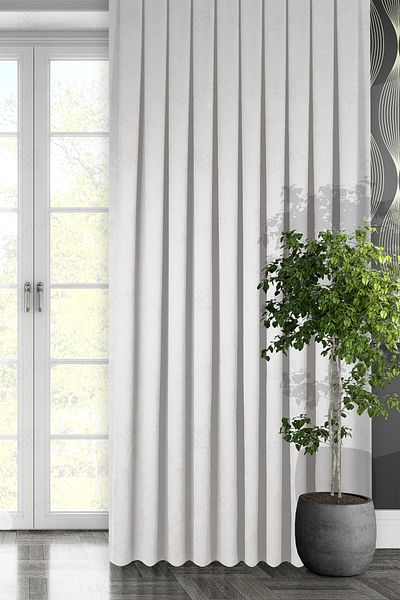 MARİTSA Velvet Textured Series Stone Close Pleat (1x3) Single Wing Background Curtain