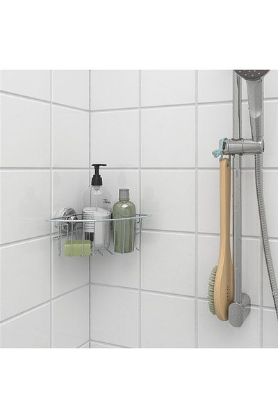 erorex وحدة رفوف زاوية مع كوب شفط، مطلية بالزنك، 20×11 سم
